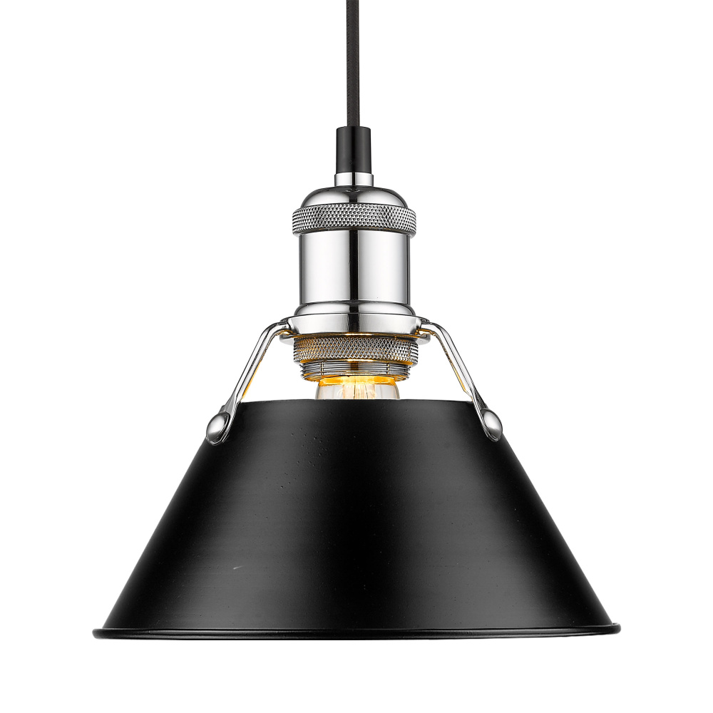 Yep by Golden Lighting Orwell 1-light 8in Pendant in Chrome and Matte Black shade